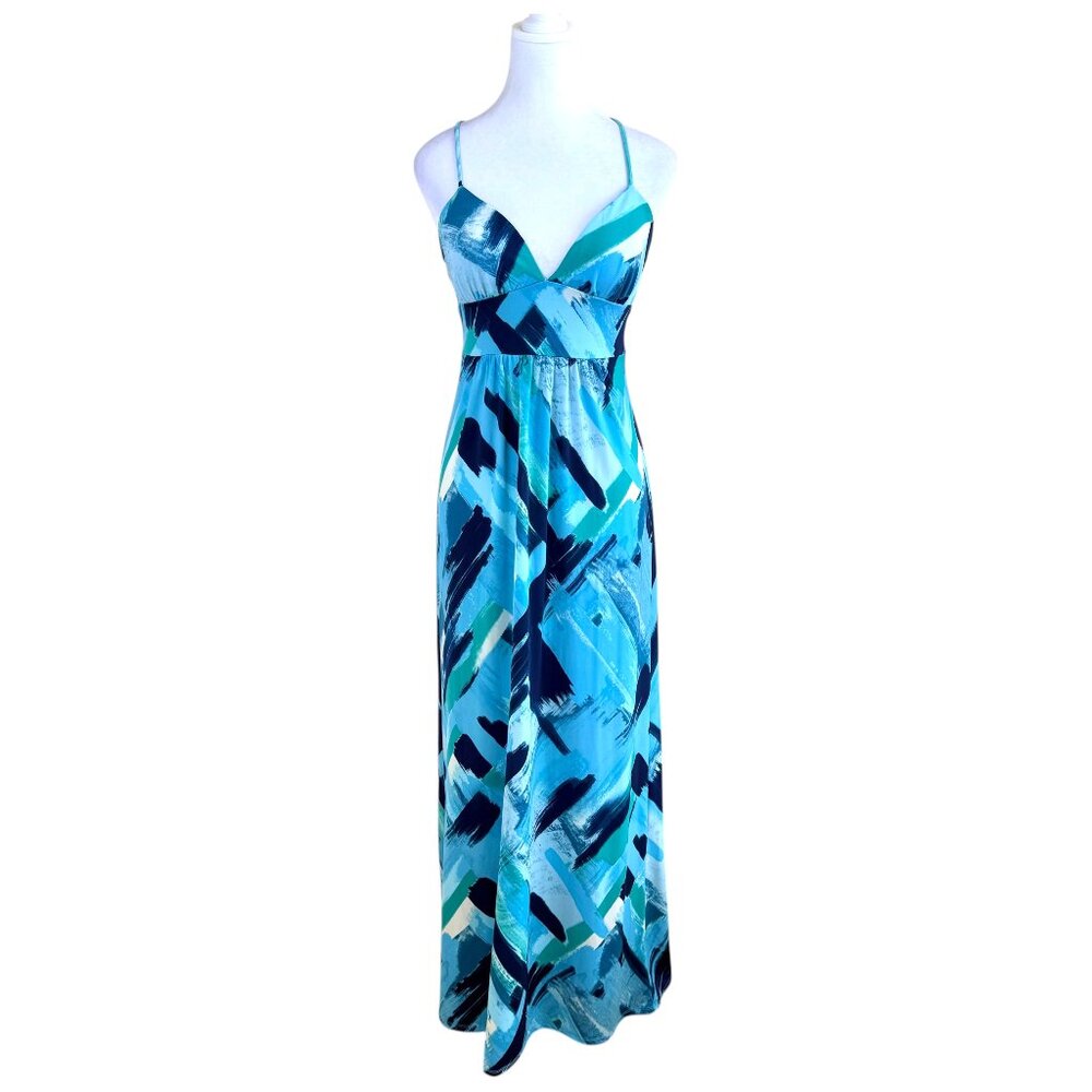 City Triangles Maxi Dress Blue Multi Beachy (M)